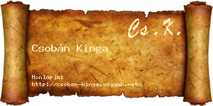 Csobán Kinga névjegykártya